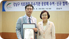 Awarded Achievement Plaque from 'Gangnam-gu Medical Tourism Superior Institute'.